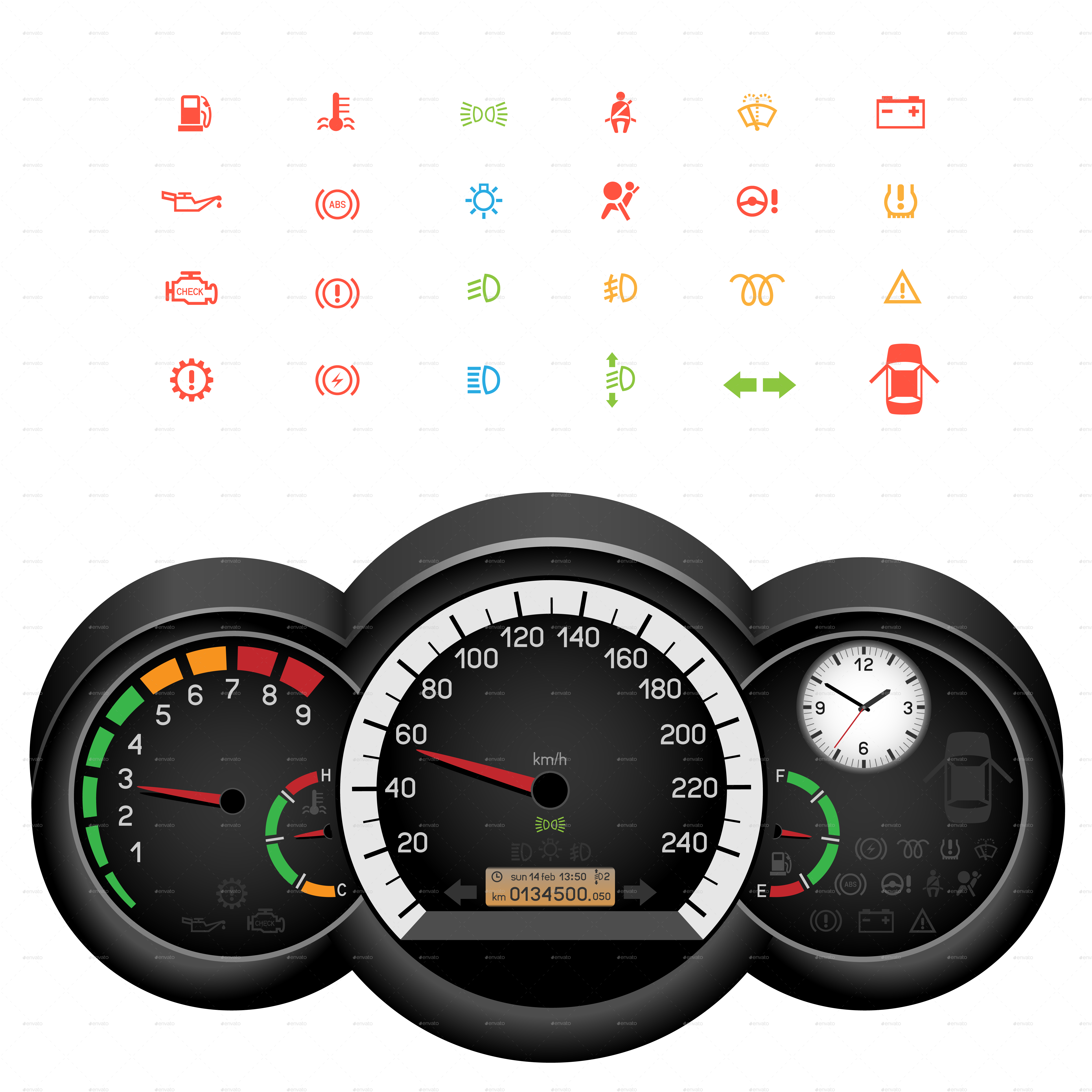 Car Control Panel Icon Vectors Graphicriver